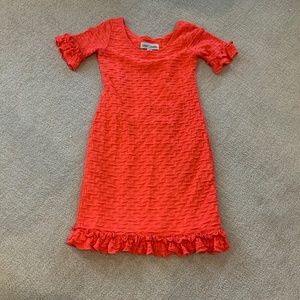 Sara Campbell bright orange knit dress with ruffles size XS